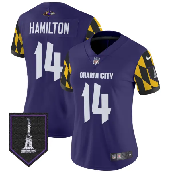 Womens Baltimore Ravens City Edition Patch Vapor Limited Jersey Kyle Hamilton Jersey Purple