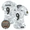Womens Baltimore Ravens 2024 Salute To Service Establishment Year Patch Vapor Limited Jersey Justin Tucker Jersey Navy