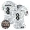 Womens Baltimore Ravens 2024 Salute To Service Establishment Year Patch Vapor Limited Jersey Lamar Jackson Jersey Marines