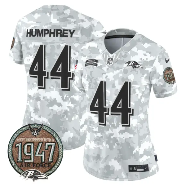 Womens Baltimore Ravens 2024 Salute To Service Establishment Year Patch Vapor Limited Jersey Marlon Humphrey Jersey Air Force