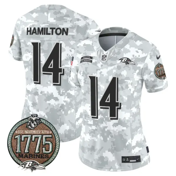 Womens Baltimore Ravens 2024 Salute To Service Establishment Year Patch Vapor Limited Jersey Kyle Hamilton Jersey Marines
