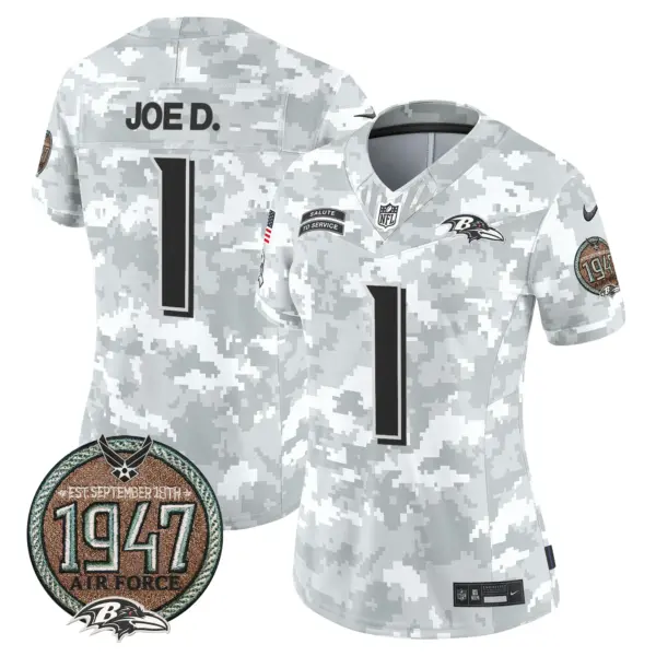Womens Baltimore Ravens 2024 Salute To Service Establishment Year Patch Vapor Limited Jersey Joe D Jersey Air Force