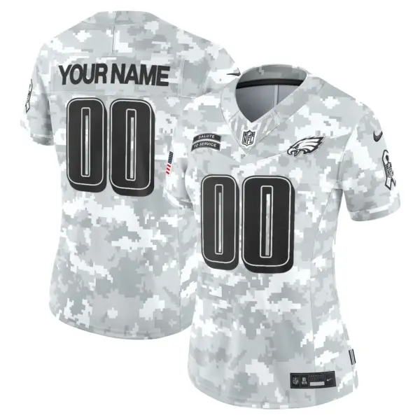 Women’s Philadelphia Eagles 2024 Salute To Service Vapor Limited Custom Jersey Arctic Camo
