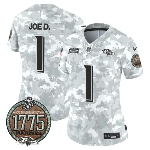 Womens Baltimore Ravens 2024 Salute To Service Establishment Year Patch Vapor Limited Jersey Joe D Jersey Marines