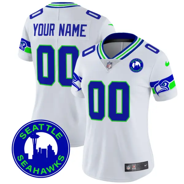 Women’s Seattle Seahawks 2024 Seattle City Patch Vapor Limited Custom Jersey Royal Alternate