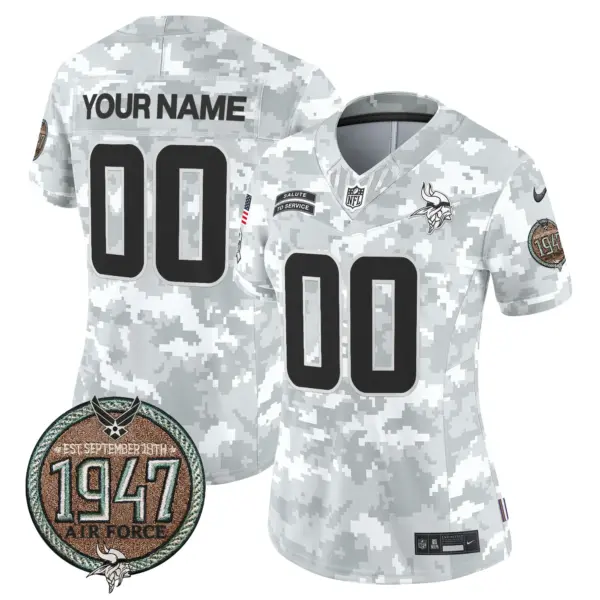 Women’s Minnesota Vikings 2024 Salute To Service Establishment Year Patch Vapor Limited Custom Jersey Air Force