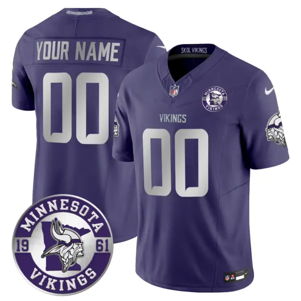 Minnesota Vikings 2024 Vapor Limited Custom Jersey Est 1961 Patch Purple