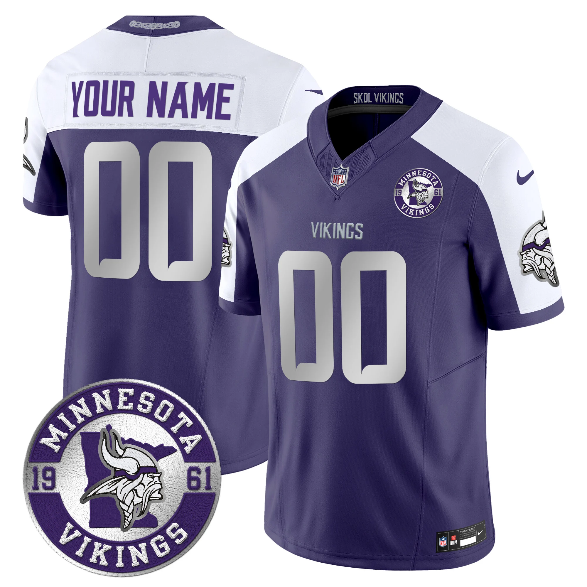 Minnesota Vikings 2024 Vapor Limited Custom Jersey Est 1961 Patch Purple Alternate