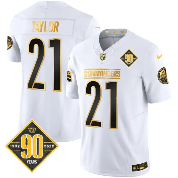 Mens Washington Commanders 90Th Anniversary Patch Gold Vapor Limited Jersey Terry Mclaurin Jersey White Gold
