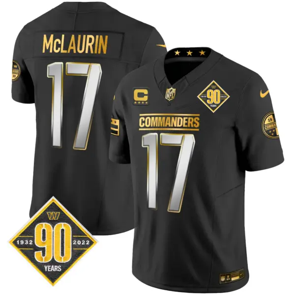 Mens Washington Commanders 90Th Anniversary Patch Gold Vapor Limited Jersey Terry Mclaurin Jersey Black Limited