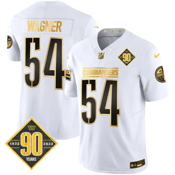 Mens Washington Commanders 90Th Anniversary Patch Gold Vapor Limited Jersey Bobby Wagner Jersey White Gold
