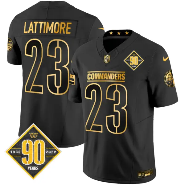 Mens Washington Commanders 90Th Anniversary Patch Gold Vapor Limited Jersey Marshon Lattimore Jersey Black Gold