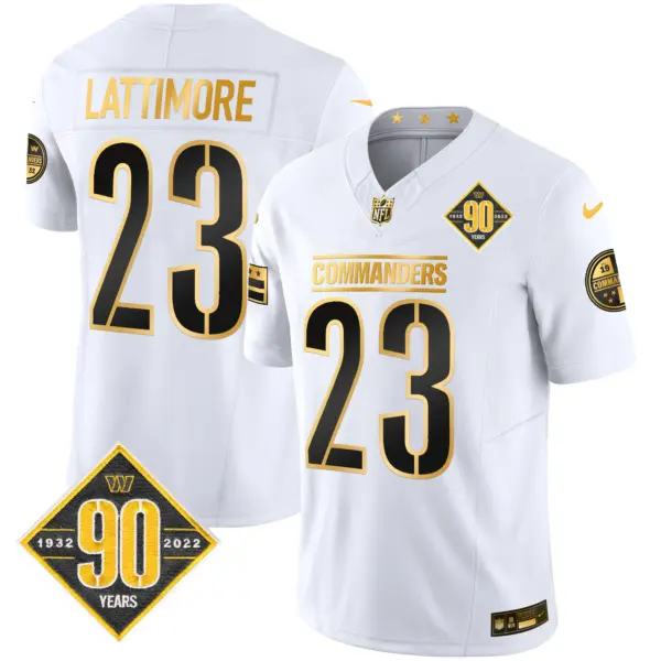 Mens Washington Commanders 90Th Anniversary Patch Gold Vapor Limited Jersey Marshon Lattimore Jersey White Gold