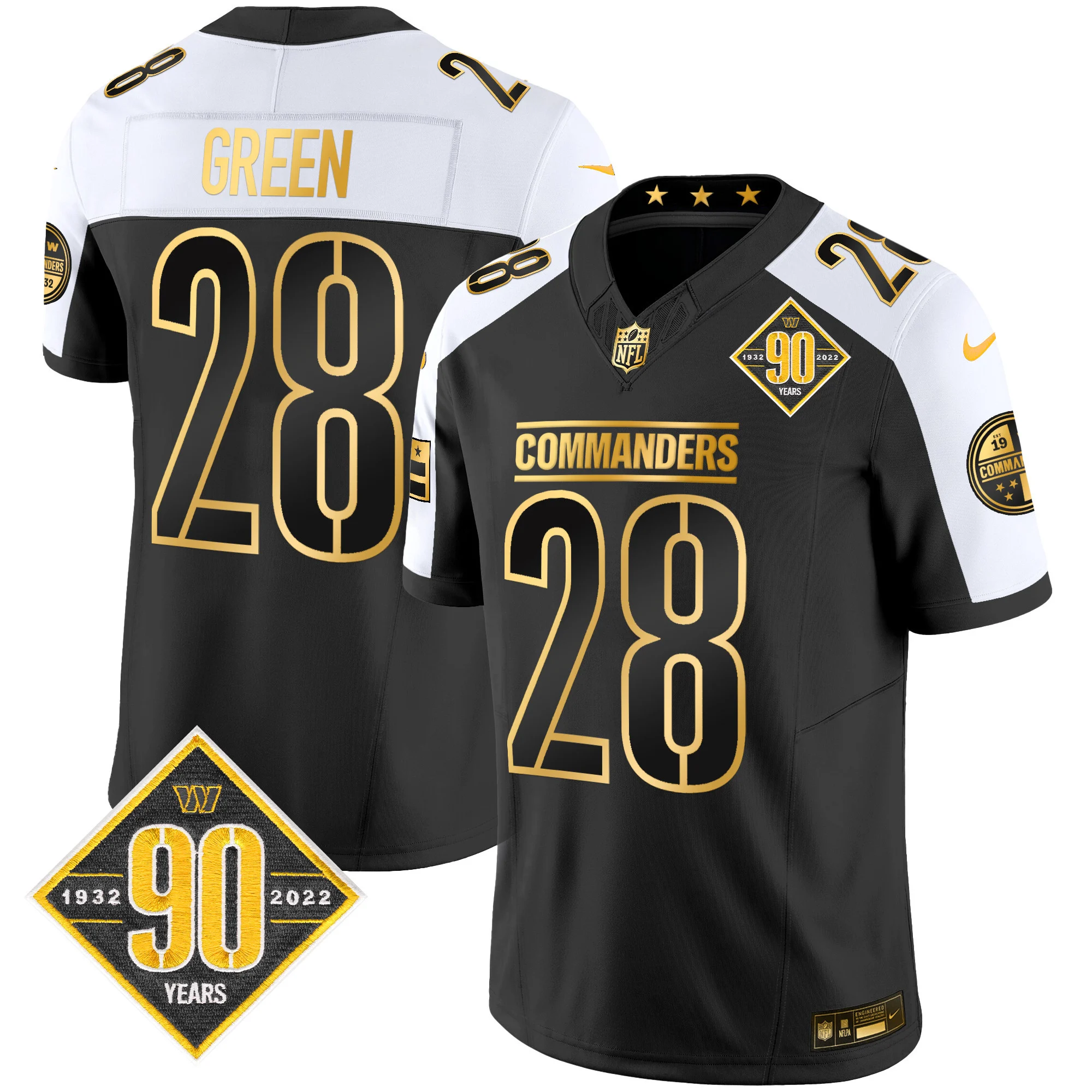 Mens Washington Commanders 90Th Anniversary Patch Gold Vapor Limited Jersey Darrell Green Jersey Alternate