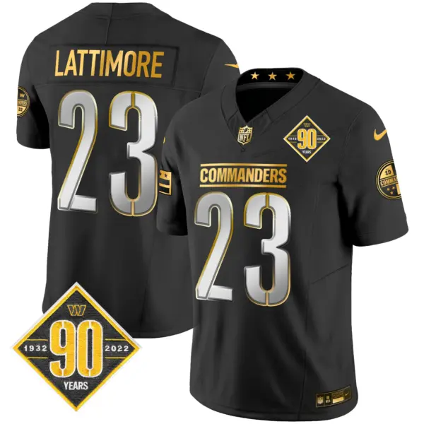 Mens Washington Commanders 90Th Anniversary Patch Gold Vapor Limited Jersey Marshon Lattimore Jersey Black Limited