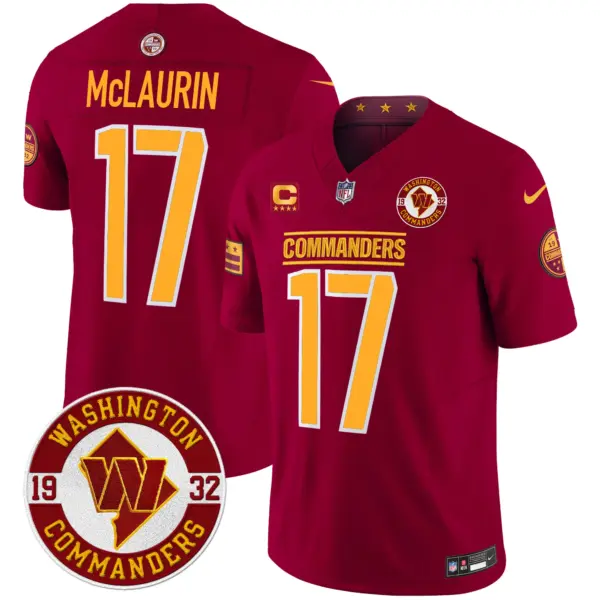 Mens Washington Commanders 2024 Vapor Limited Jersey Est 1932 Patch Terry Mclaurin Jersey Burgundy