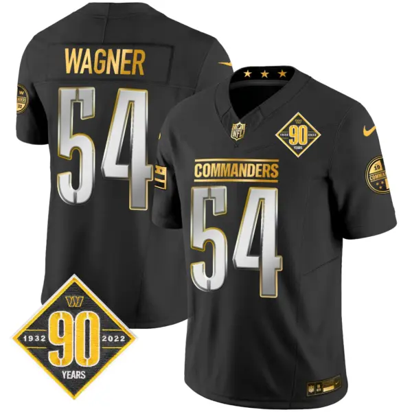 Mens Washington Commanders 90Th Anniversary Patch Gold Vapor Limited Jersey Bobby Wagner Jersey Black Limited