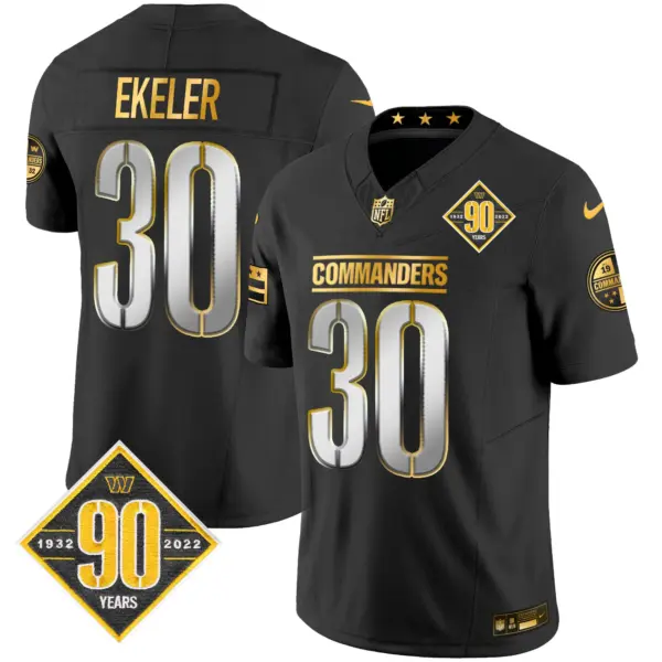 Mens Washington Commanders 90Th Anniversary Patch Gold Vapor Limited Jersey Austin Ekeler Jersey White Gold