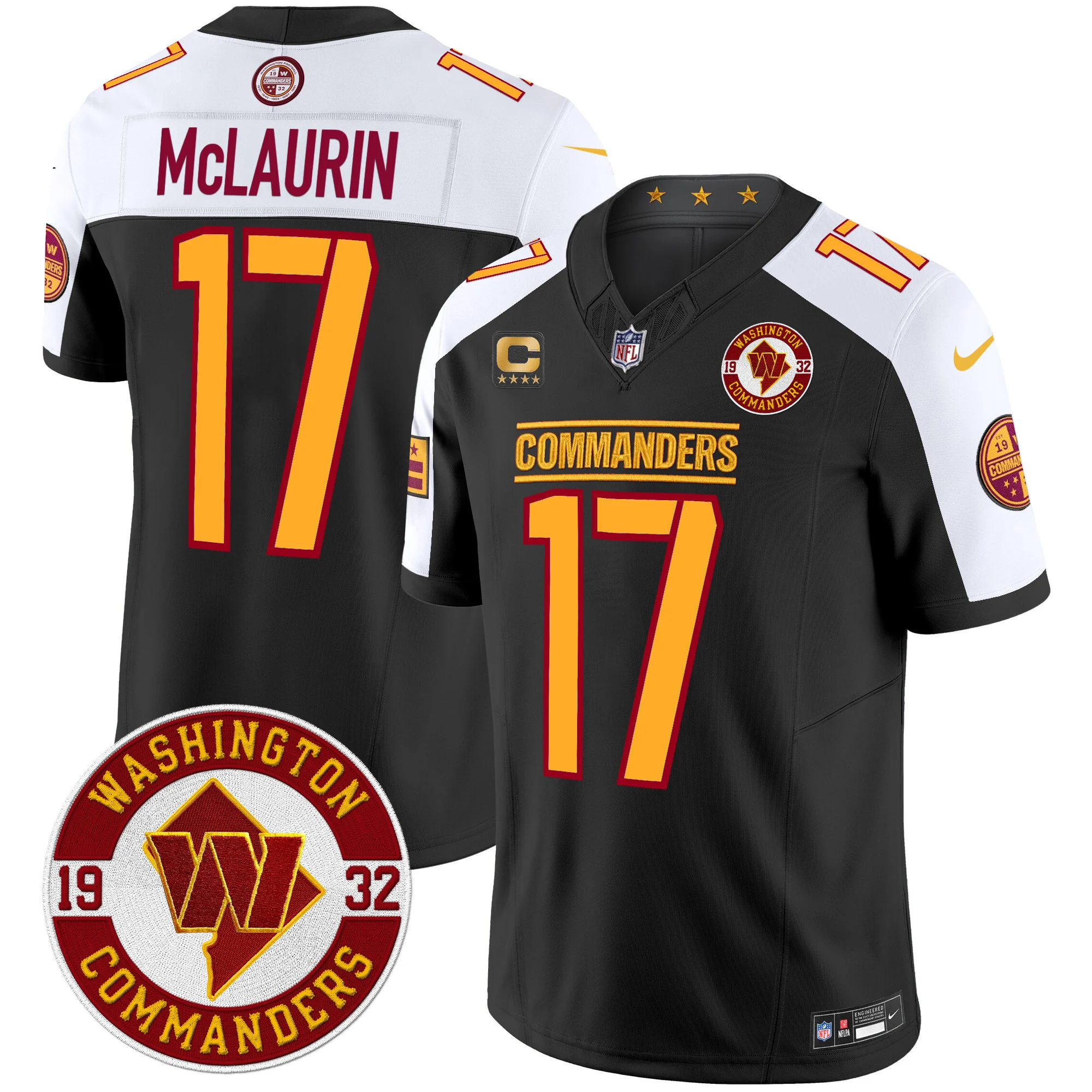 Mens Washington Commanders 2024 Vapor Limited Jersey Est 1932 Patch Terry Mclaurin Jersey Black Alternate