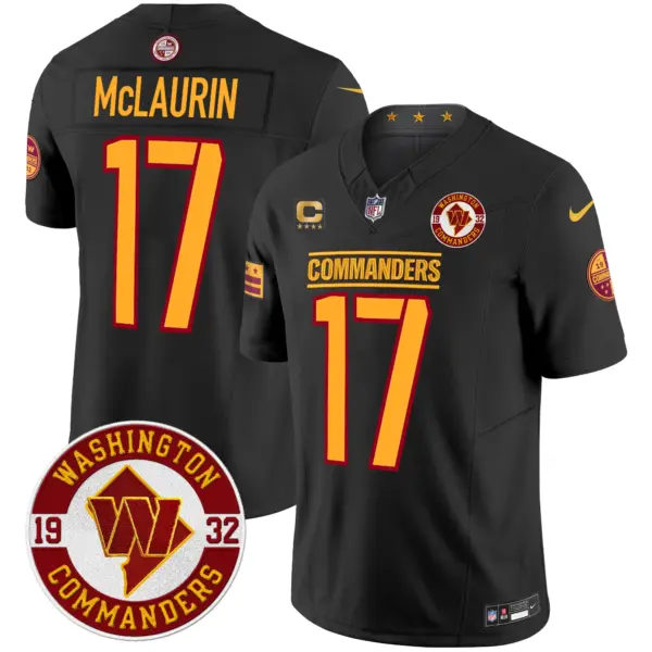 Mens Washington Commanders 2024 Vapor Limited Jersey Est 1932 Patch Terry Mclaurin Jersey Black