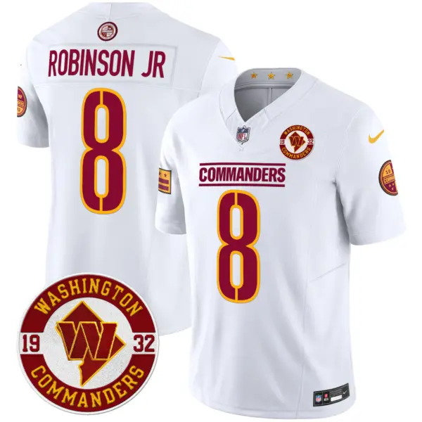Mens Washington Commanders 2024 Vapor Limited Jersey Est 1932 Patch Robinson Jr Jersey White