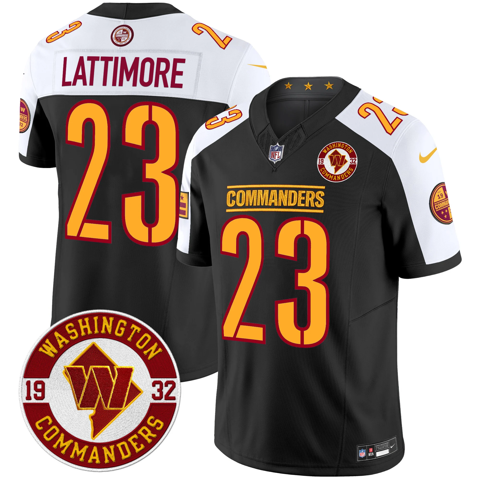 Mens Washington Commanders 2024 Vapor Limited Jersey Est 1932 Patch Marshon Lattimore Jersey Black Alternate
