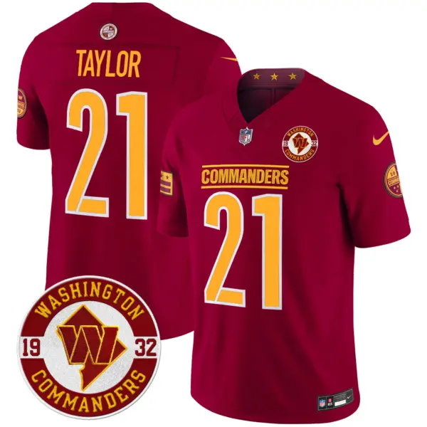Mens Washington Commanders 2024 Vapor Limited Jersey Est 1932 Patch Sean Taylor Jersey Burgundy