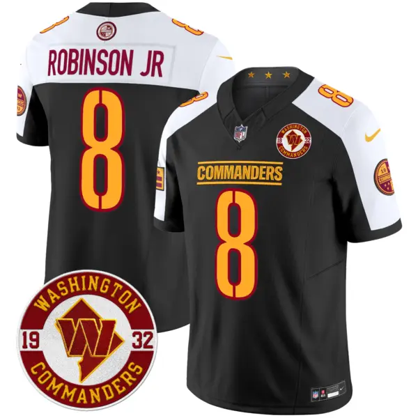 Mens Washington Commanders 2024 Vapor Limited Jersey Est 1932 Patch Robinson Jr Jersey Black Alternate