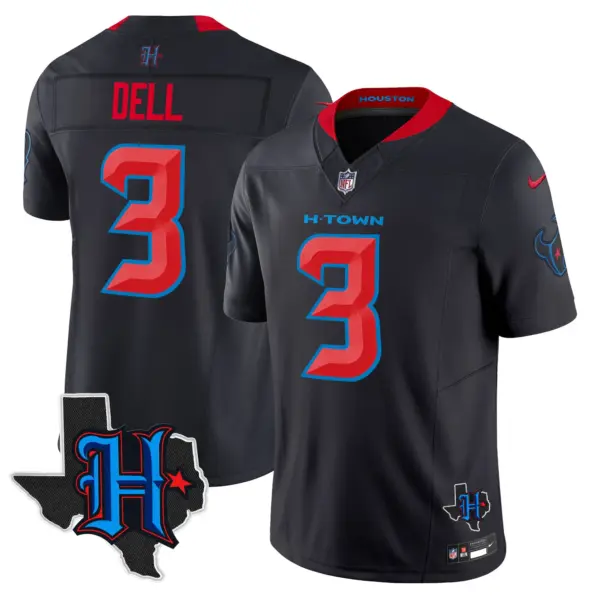 Mens Houston Texans 2024 Texas Patch Vapor Limited Jersey V2 Tank Dell Jersey Navy Limited