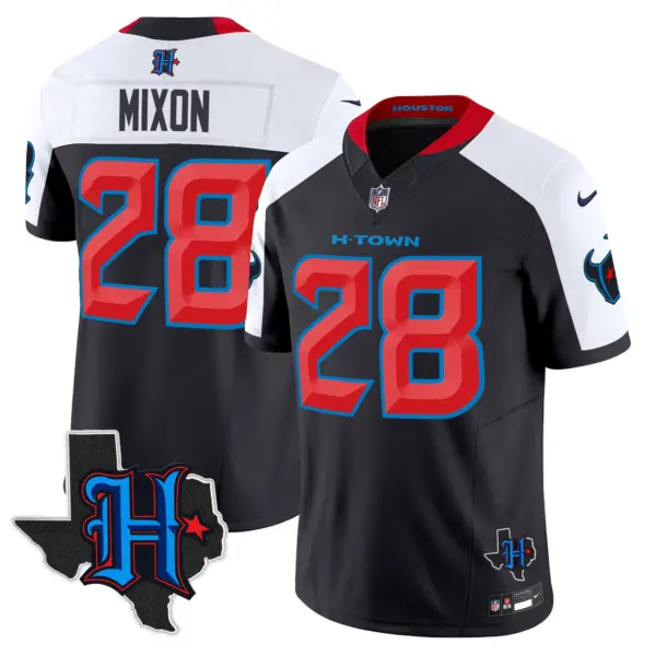 Mens Houston Texans 2024 Texas Patch Vapor Limited Jersey V2 Joe Mixon Jersey Navy Alternate