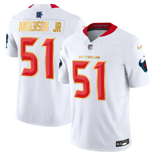 Mens Houston Texans 2024 Gold Trim Vapor Limited Jersey Will Anderson Jr Jersey White