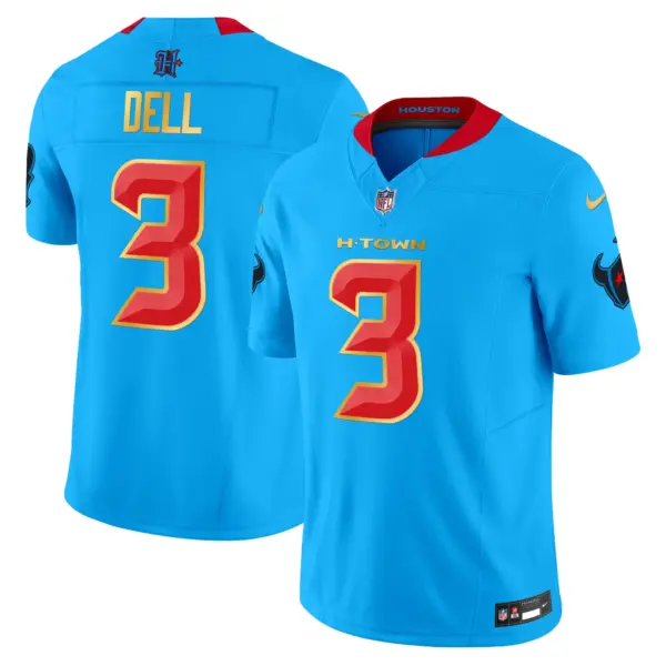 Mens Houston Texans 2024 Gold Trim Vapor Limited Jersey Tank Dell Jersey Blue
