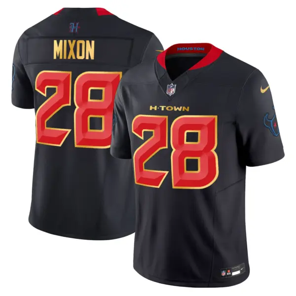 Mens Houston Texans 2024 Gold Trim Vapor Limited Jersey Joe Mixon Jersey Navy Limited