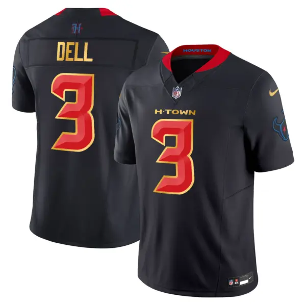 Mens Houston Texans 2024 Gold Trim Vapor Limited Jersey Tank Dell Jersey Navy Limited