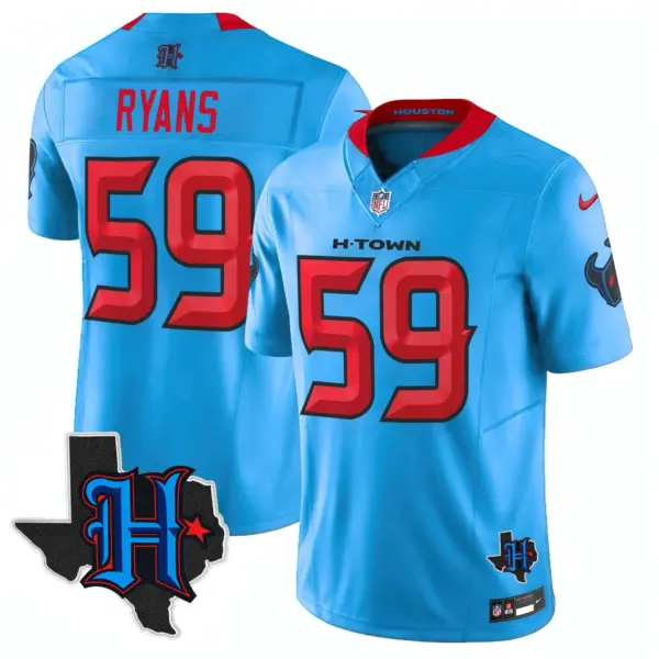Mens Houston Texans 2024 Texas Patch Vapor Limited Jersey V2 Demeco Ryans Jersey Blue