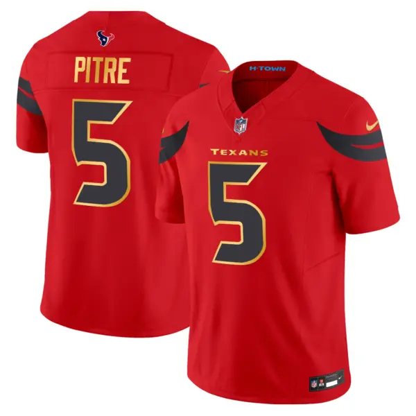 Mens Houston Texans 2024 Gold Trim Vapor Limited Jersey Jalen Pitre Jersey Red