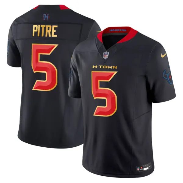 Mens Houston Texans 2024 Gold Trim Vapor Limited Jersey Jalen Pitre Jersey Navy Limited