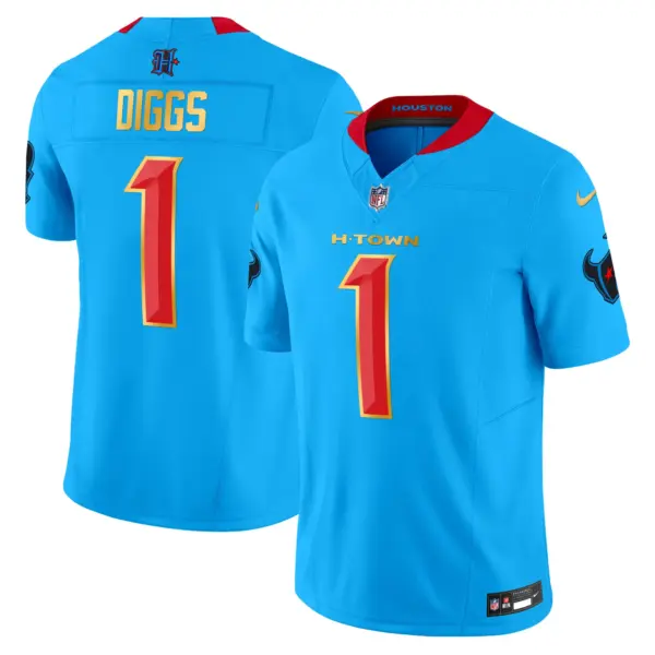 Mens Houston Texans 2024 Gold Trim Vapor Limited Jersey Stefon Diggs Jersey Blue