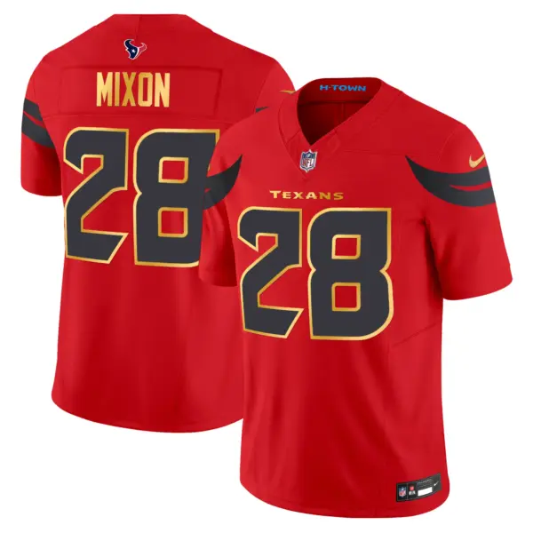 Mens Houston Texans 2024 Gold Trim Vapor Limited Jersey Joe Mixon Jersey Red
