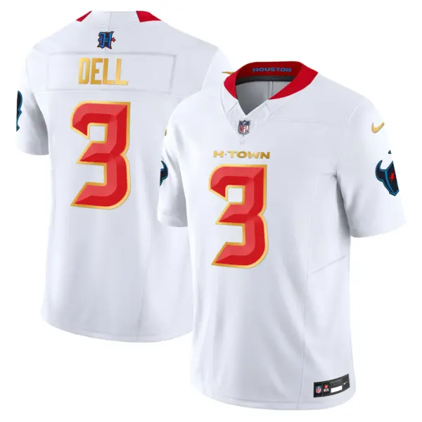 Mens Houston Texans 2024 Gold Trim Vapor Limited Jersey Tank Dell Jersey White