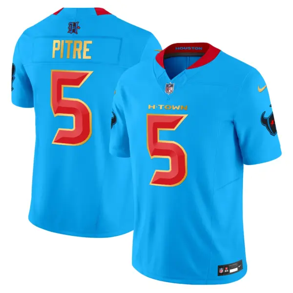Mens Houston Texans 2024 Gold Trim Vapor Limited Jersey Jalen Pitre Jersey Blue