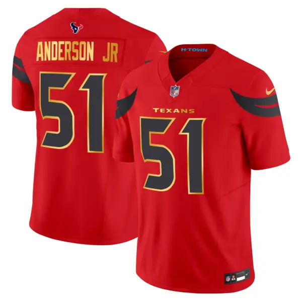 Mens Houston Texans 2024 Gold Trim Vapor Limited Jersey Will Anderson Jr Jersey Red