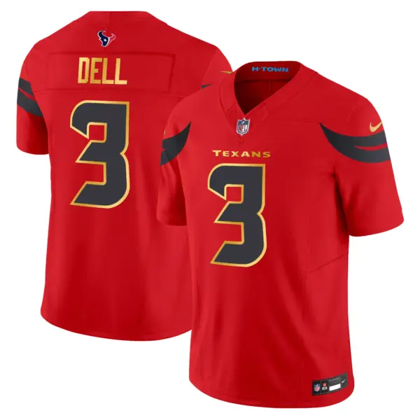 Mens Houston Texans 2024 Gold Trim Vapor Limited Jersey Tank Dell Jersey Red