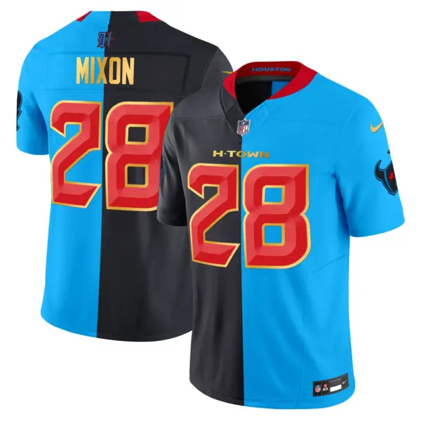 Mens Houston Texans 2024 Gold Trim Vapor Limited Jersey Joe Mixon Jersey Split
