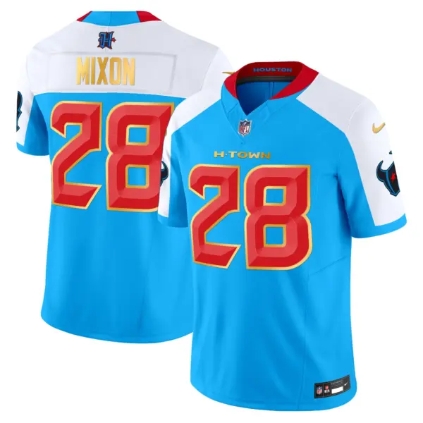 Mens Houston Texans 2024 Gold Trim Vapor Limited Jersey Joe Mixon Jersey Blue Alternate