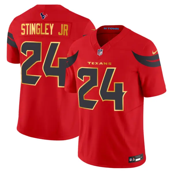 Mens Houston Texans 2024 Gold Trim Vapor Limited Jersey Derek Stringley Jr Jersey Red