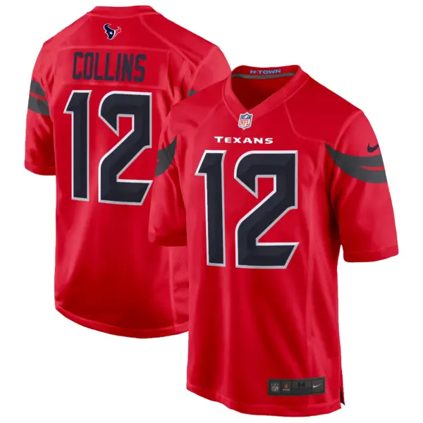 Mens Houston Texans 2024 Game Jersey Nico Collins Jersey Red