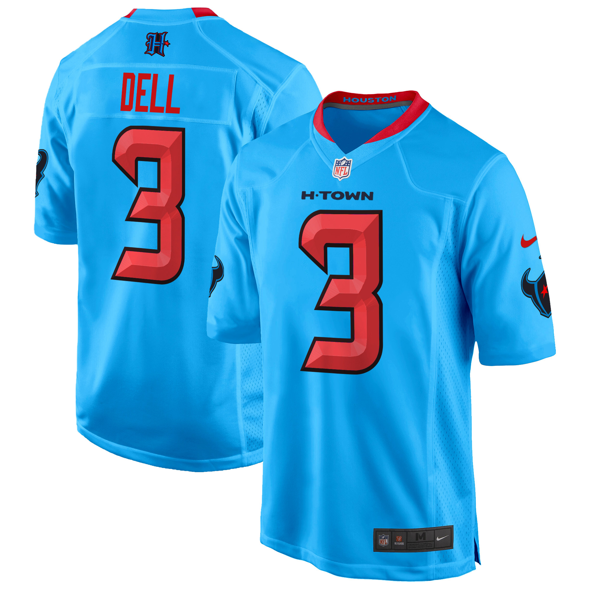 Mens Houston Texans 2024 Game Jersey Tank Dell Jersey Blue