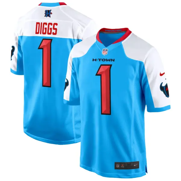Mens Houston Texans 2024 Game Jersey Stefon Diggs Jersey Blue Alternate