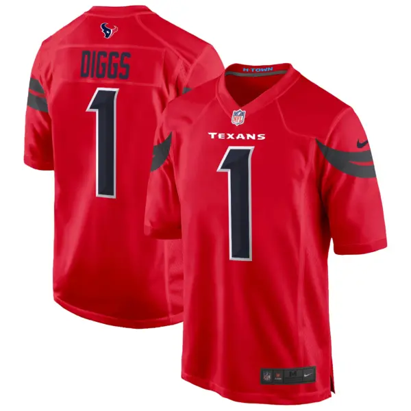 Mens Houston Texans 2024 Game Jersey Stefon Diggs Jersey Red